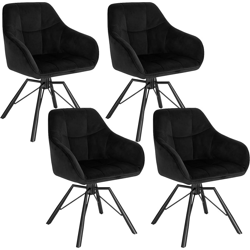 Alliene 48 cm H Velvet Armchair, 4, Black