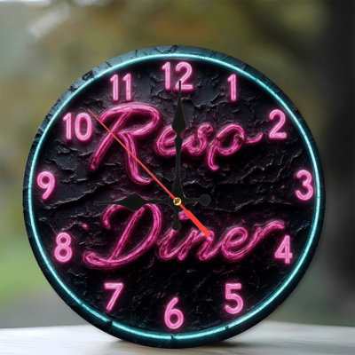 Resp Diner  Neon Style Clock Sign