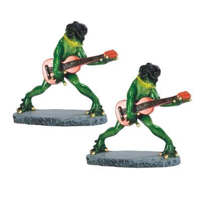 «2-PC Set» ICE ARMOUR H 6 po Musician Frog Statue Frog avec guitare Drôle d'animal