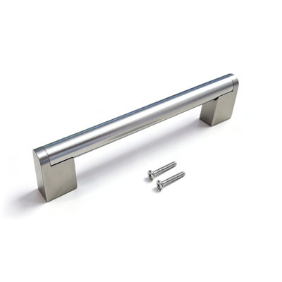 Paquet de 1 poignée d'armoire moderne en acier inoxydable nickel satiné, poignée de tiroir, poignée de tiroir et poignée modèle CPMBXMO0005 Distance entre les trous: 5 1/16 po