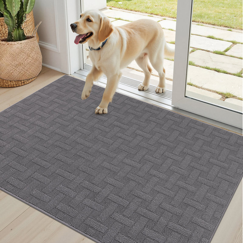 Paillasson antidérapant en polypropylène antitaches, L 32 po x L 48 po, Gris