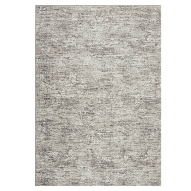 Washable Solid Color Textured Thin Indoor Rug, Low Pile Area Rug with Soft Surface, Non Slip Backing, Easy Clean Design for Living Room, Bedroom, Dorm, Home Office