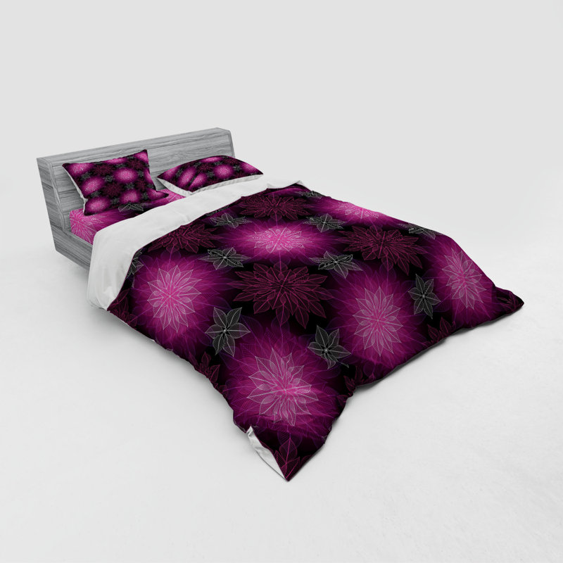 Ensemble de housse de couette moderne en microfibre rose, Housse de couette grand + 3 pièces supplémentair