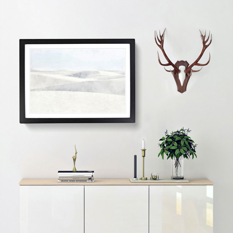 White Sands in New Mexico - Picture Frame Painting Print, 45cm H x 63cm W x 2cm D, Black Framed