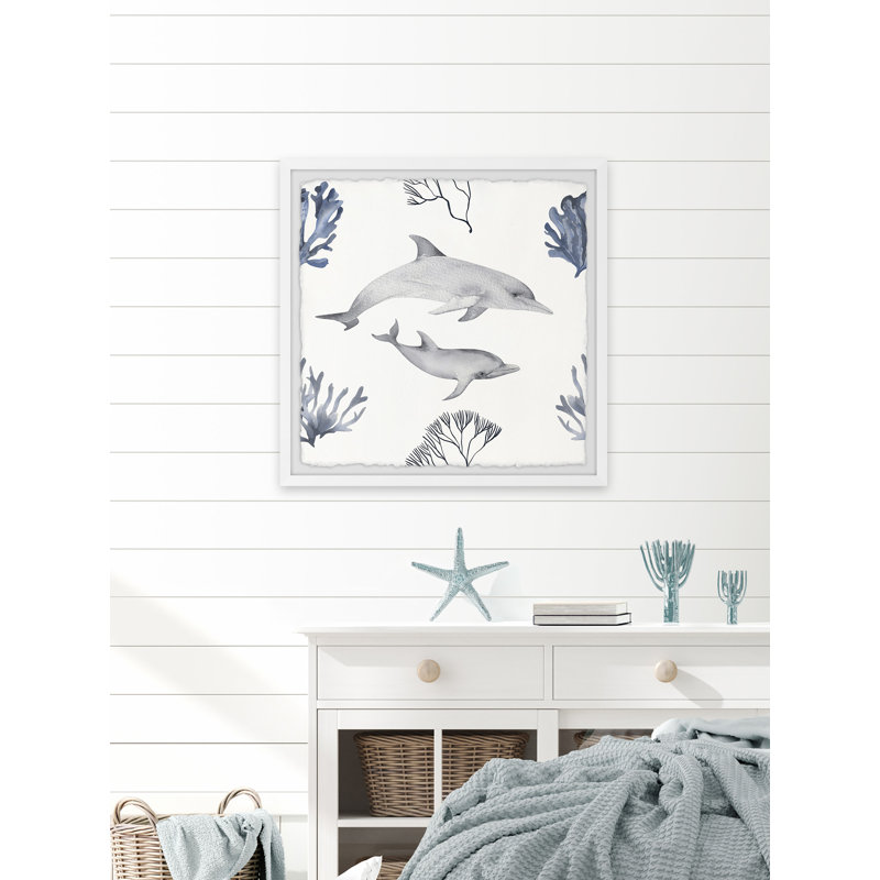 Dolphin Friends - Single Picture Frame Print, 30cm H x 30cm W x 3.81cm D