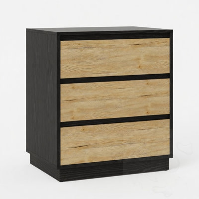 Wooden Nightstand with 3 Drawers