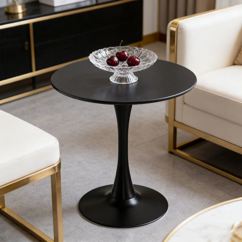 24 Inch Round Table, Modern Dining Table, MDF Top and Steel Base Tulip Round Kitchen Table, Kitchen Table, Coffee Table for Living Room