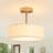 Ihor 3-Light 12.6" Wide Drum Linen Blend Semi Flush Mount Ceiling Light with White Fabric Shade-12.6" W x 10.83"  H-1360113873