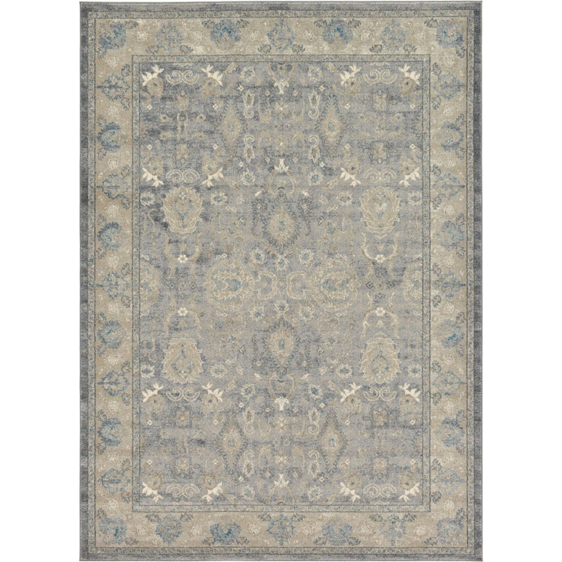 Tapis à motif oriental gris Linz, Rectangle 7 pi x 10 pi