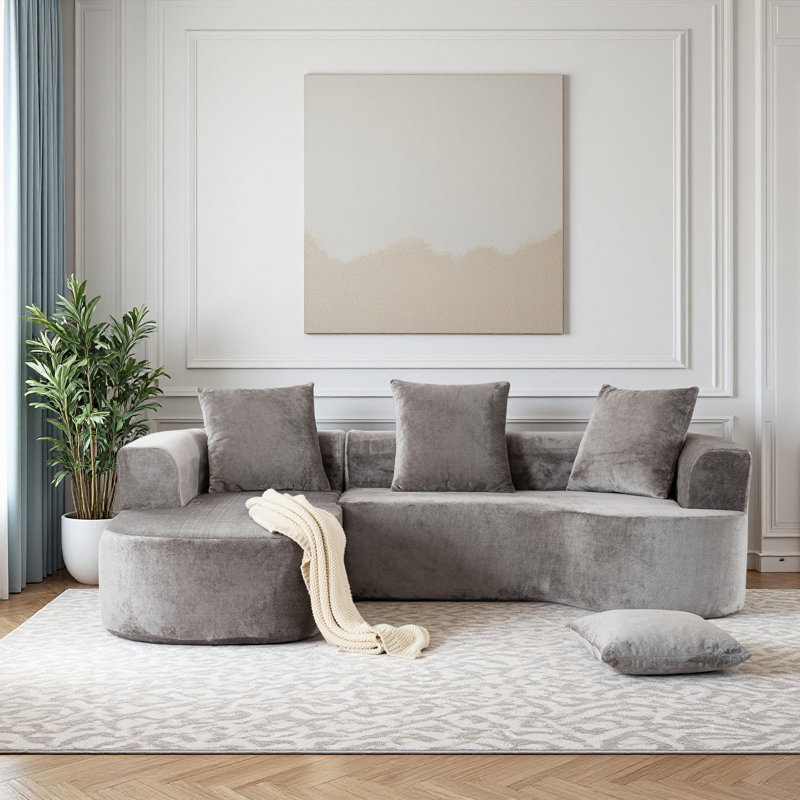 Corduroy Fabric Modular Sectional Sofa With L-Shape Chaise,Cloud Sectional Modern Sleeper Couch With Deep Seat,Sponge Compression Sofa
