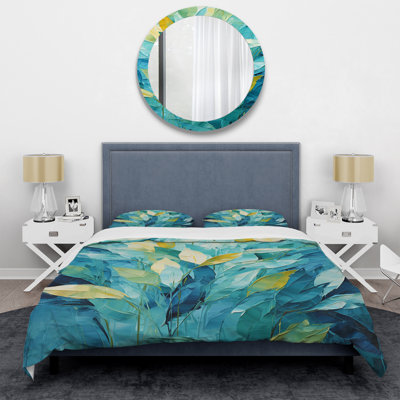 Ensemble de housse de couette bleu et blanc Tropical Plants Mirage 1 - Jungle