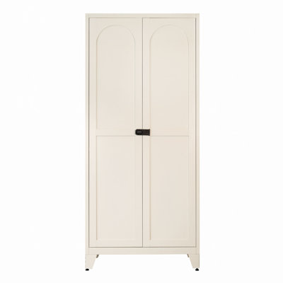 71" 2 Shapely Door Cabinet With Lock, Metal Storage Cabinet With Doors And Adjustable Shelves, For Kitchen, Bedroom, Living Room