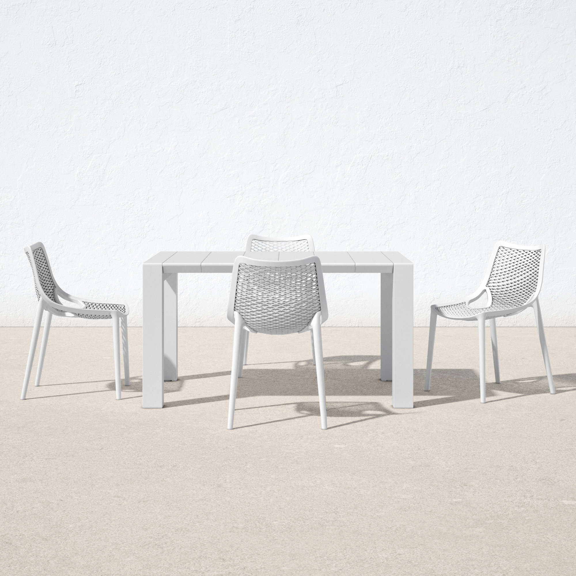Asherton Square 4 - Person 39" Long Dining Set, White