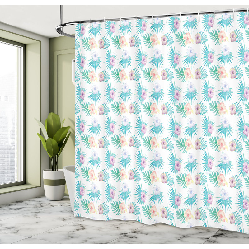 Floral Shower Curtain with Hooks Included, 75" H x 69" W