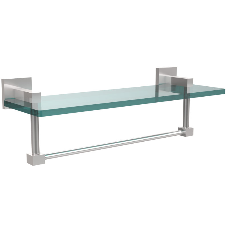 Haranu Bracket Shelf with Towel Bar, Satin Chrome, 16 Inch