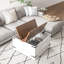 Table basse, blanche, plateau de rangement caché avec espace de rangement caché