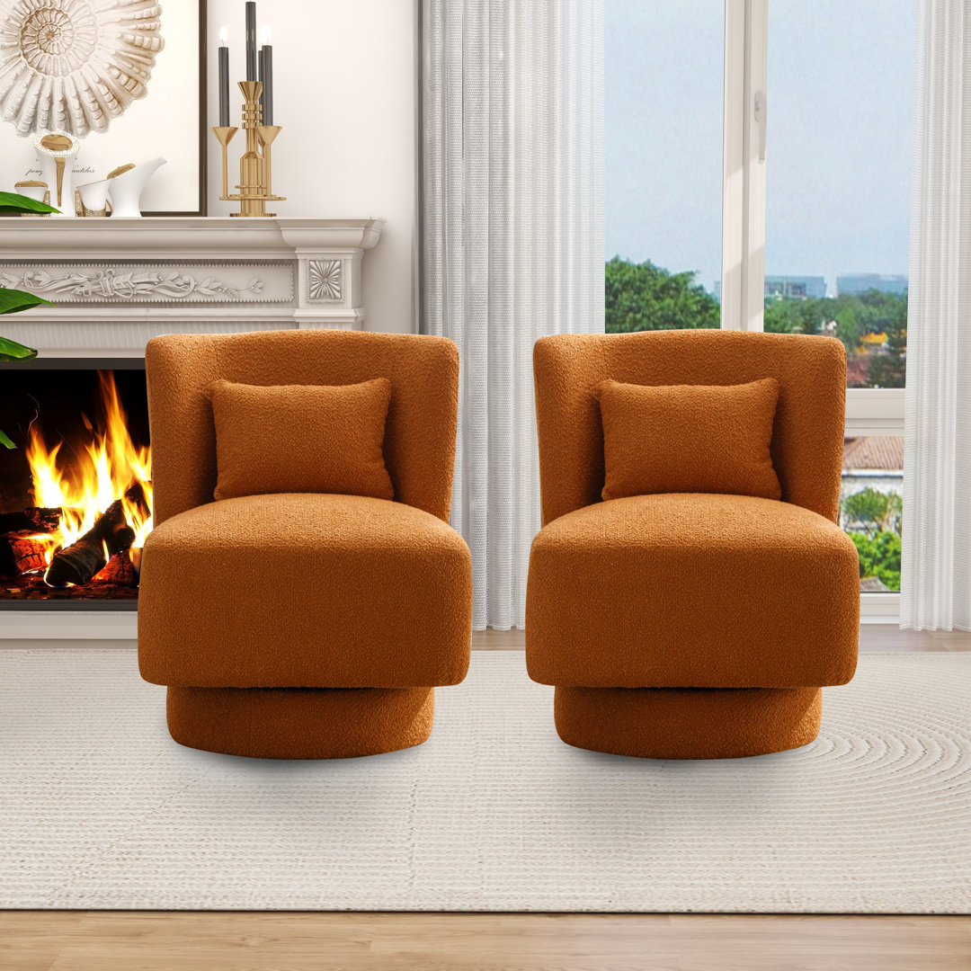 Ollia Upholstered Swivel Slipper Chair Latitude Run®