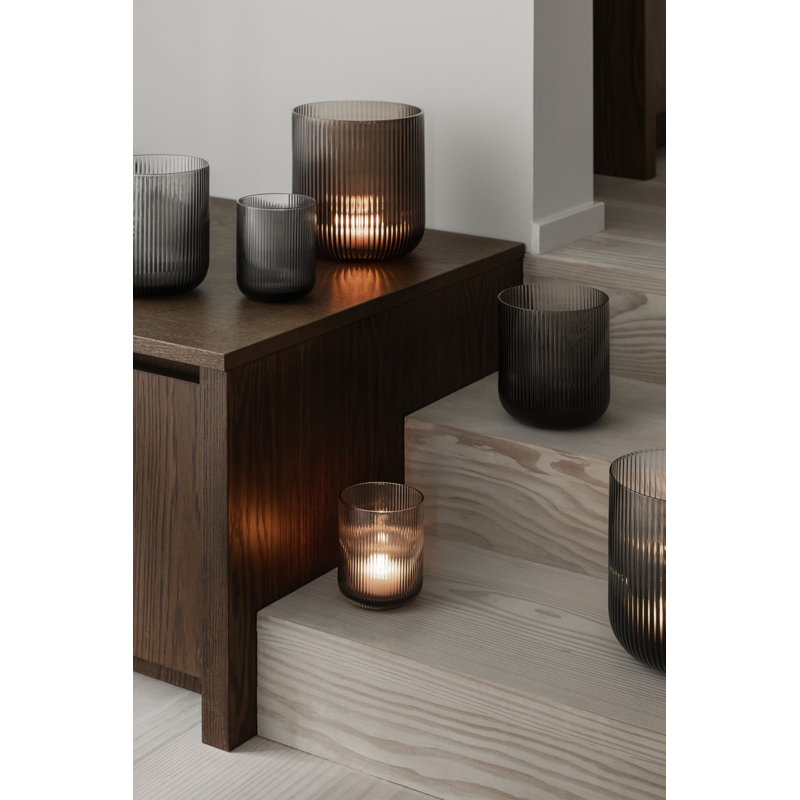 VEN Glass Tabletop Hurricane, 6.1" H x 5.5" W x 5.5" D, Smoke