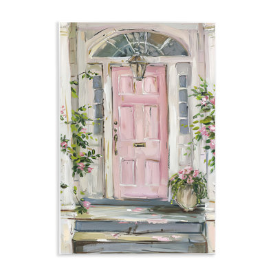 Pink Door Welcome Wall Plaque Art by Petal Prints Design