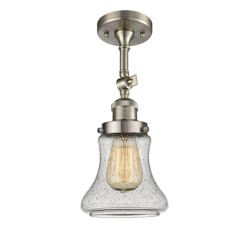 Edda Glass Semi Flush Mount, Brushed Satin Nickel, Seedy