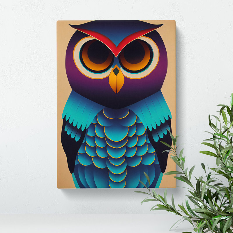 XC1022-1622X Colourful Owl Art No.5 Abstract - Wrapped Canvas Print, 50cm H x 35cm W x 3cm D