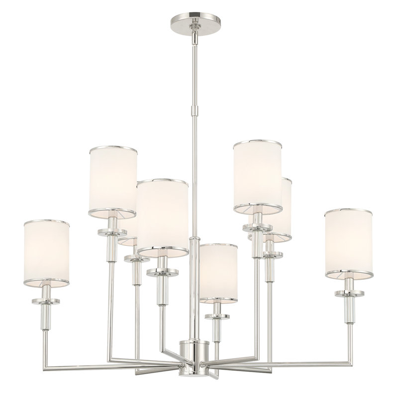 Lustre vibrant 8 lumières Jollain, Nickel