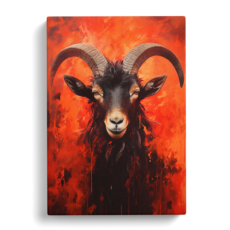 Goat Action Painting Art - Wrapped Canvas, 50cm H x 35cm W x 3cm D