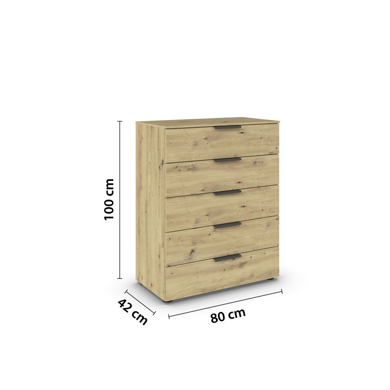 Flipp 5 - Drawer Chest of Drawers, Artisan Oak/Graphite