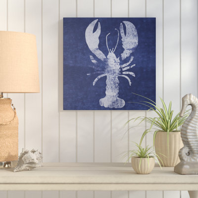 «Indigo Lobster» par Linda Woods, art mural sur toile