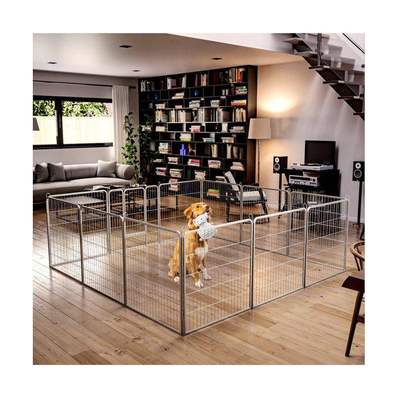 32 "parc pour chien pliable, clôture en métal antirouille robuste pour le camping / véhicule récréatif / cour
