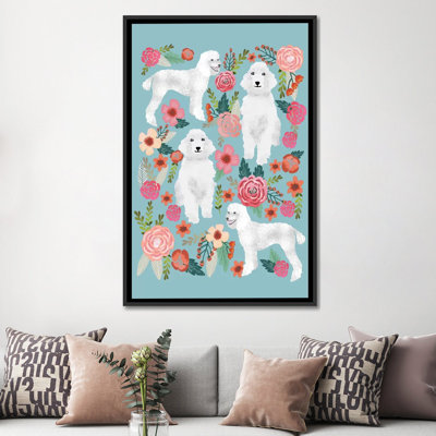 « caniche floral collage », impression sur toile tendue