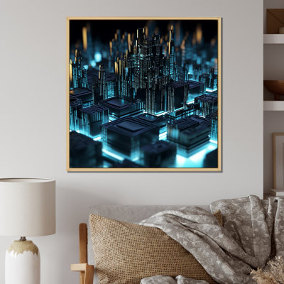 «3D Cityscape Futur Architecture Turquoise I» sur toile