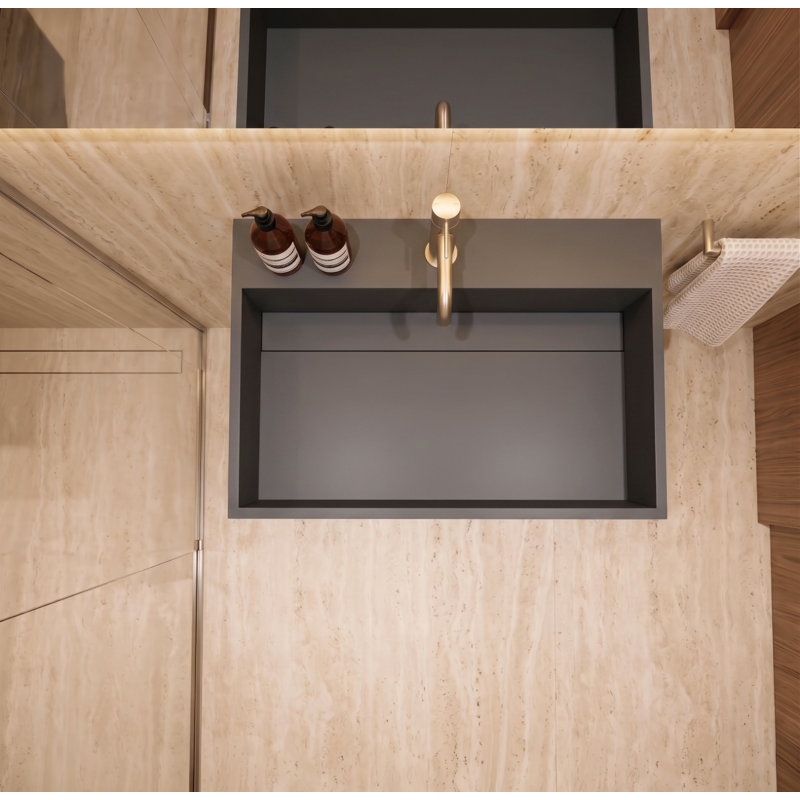 Lavabo de salle de bain mural à surface flottante 24 "avec drain dissimulé Juniper - Gris, Gris