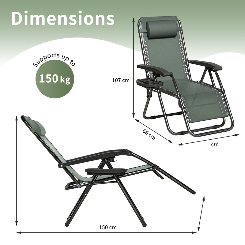 Folding Recliner Chair, Green