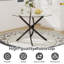 Table de salle à manger ronde en verre de 47 po, plateau en verre transparent épais, base en métal à pieds croisés, table de cuisine minimaliste moderne pour la salle à manger et la maison-129422712