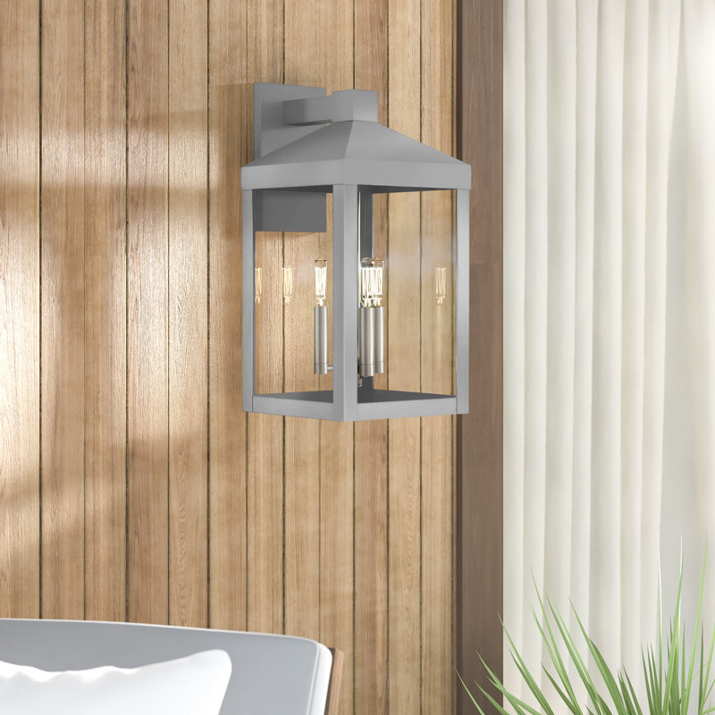 Lanterne murale d'extérieur 3 lumières Bartek, H 17,5 po x l 8,25 po x P 9,75 po, Gris nordique