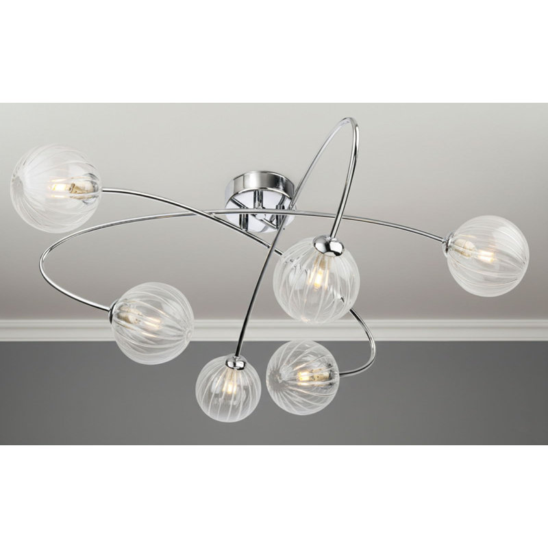 Glass Flush Mount, Chrome, 6