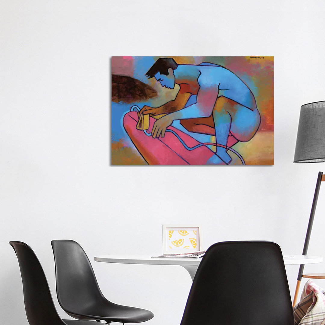 Blauer Surfer von Douglas Simonson - Galerieverpackte Leinwand Giclée auf Leinwand