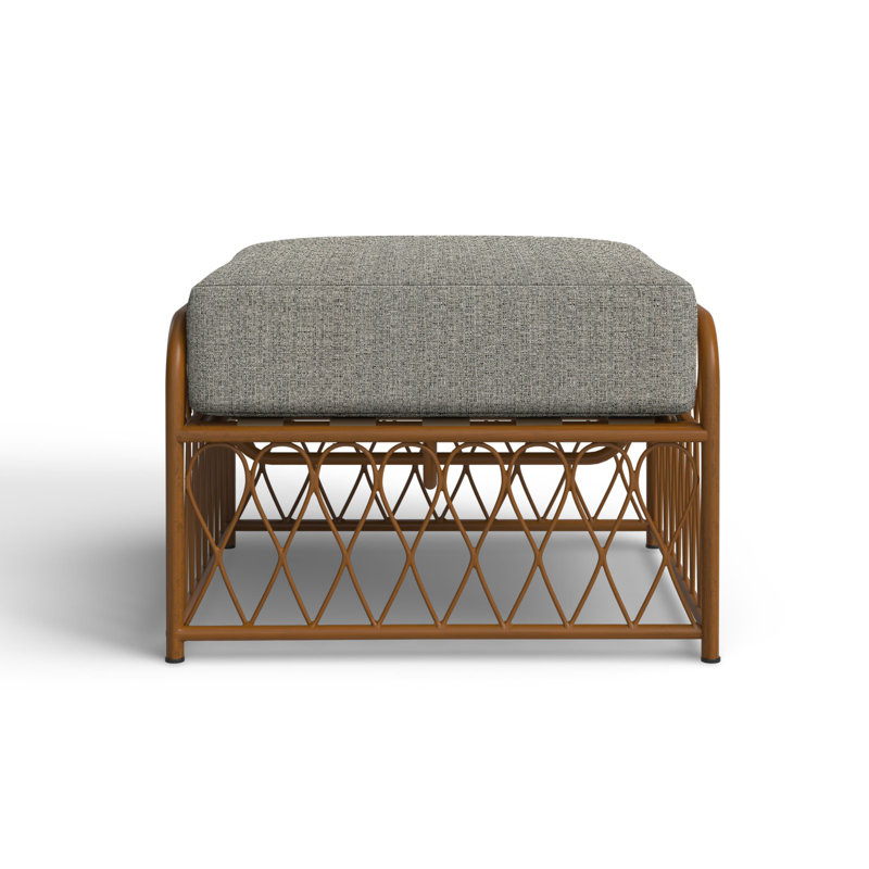 Repose-pieds d'extérieur avec coussin Cane, Lin Sunbrella® pierre