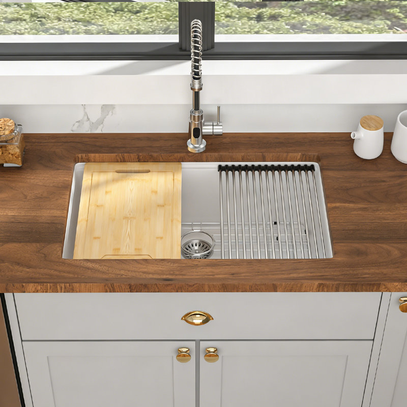 Évier de cuisine à simple cuve encastrable avec accessoires 30 po x 19 po x 9,65 po Quartz Classic