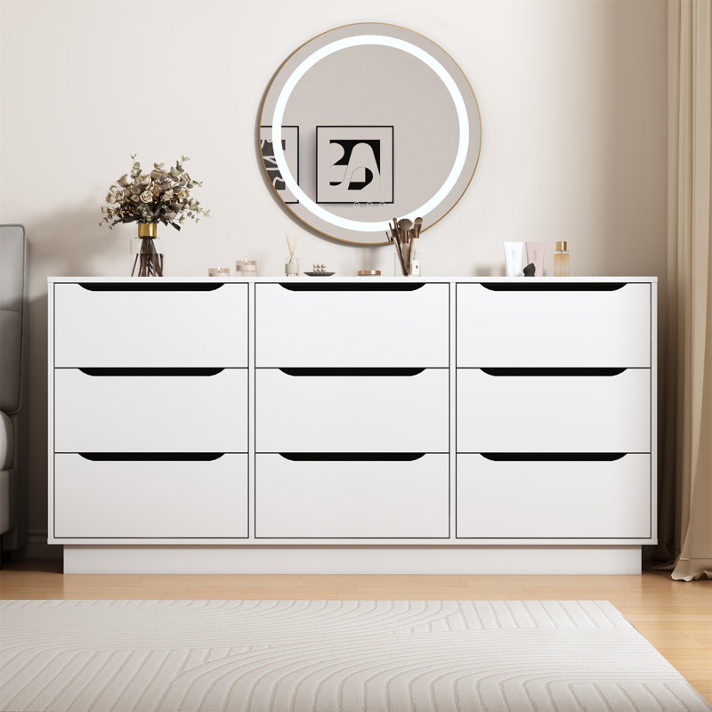 Commode 9 tiroirs pour chambre à coucher avec tiroirs profonds