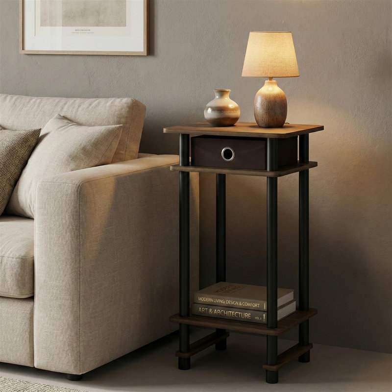Table de bout Turn N Tube, Noyer colombien/noir/brun foncé