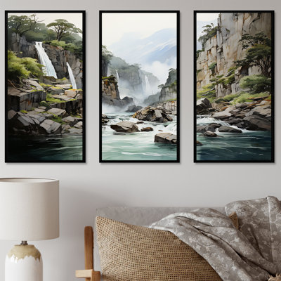 «Waterfall Cliff Scenery Magic III - Waterfall», ensemble d'art mural
