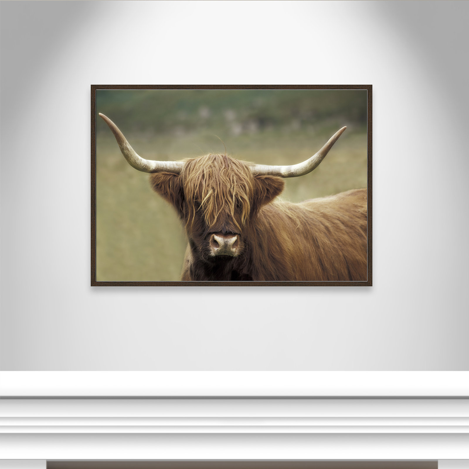 Frederic "Highland Afternoon" Print, 29.5" H x 41.5" W x 0.75" D, Walnut Wood Grain Framed