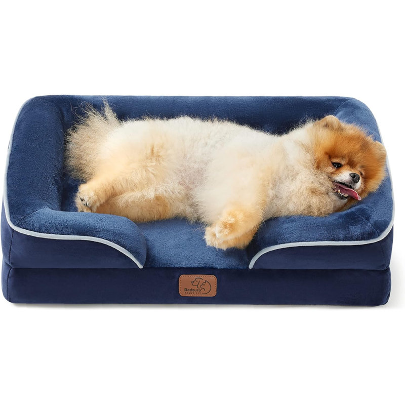 Pet Bed, 6" H x 18" W x 24" D, Navy Blue
