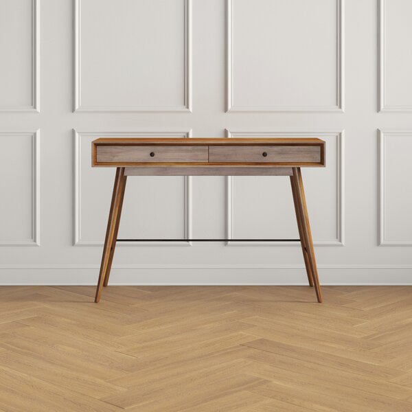 Standard furniture co mid century american dark wood veneer and brass  angular top executive desk