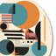 Décoration murale orange et bleue Space I Contemplative-88599267
