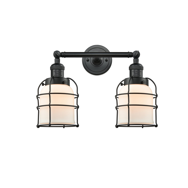 Éclairage pour salle de bain 2 lumières Gastelum, Boîtier blanc mat, Ampoule DEL 6 watts Vinage, Noir mat