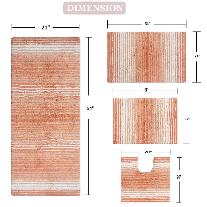 Alamanno 4 Piece Bath Rug Set, Coral