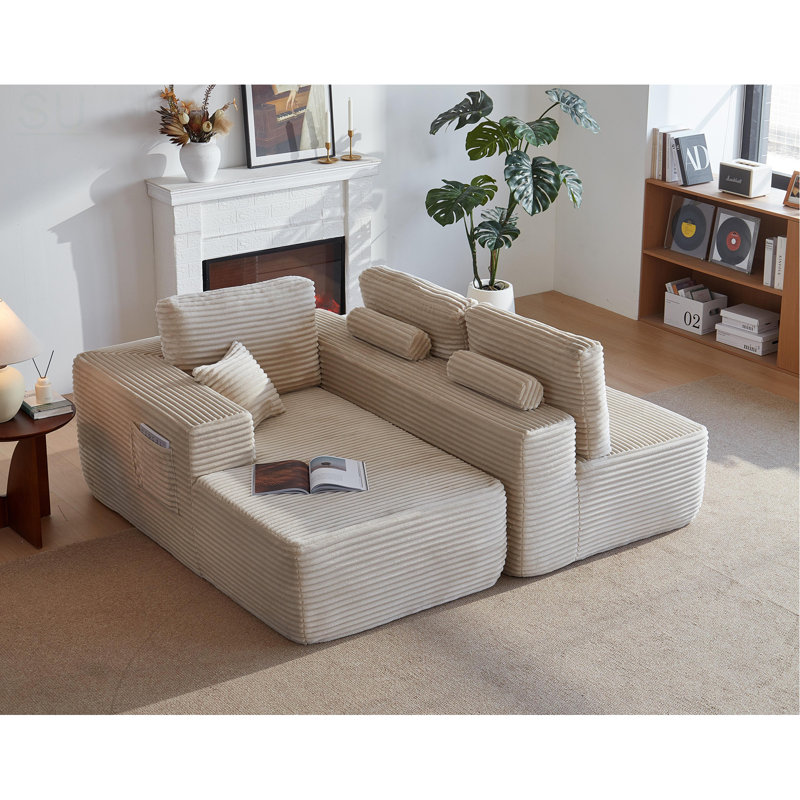 104'' Cloud Sectional Couch With L-Shaped Chaise, Modern Modular Sofa With Deep Seat And Side Pockets, Upholstered For Living Room And Bedroom, No Assembly Required